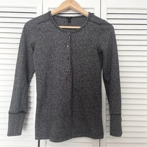J. Crew Cotton Charcoal Gray Henley Knit Pullover Top XXS